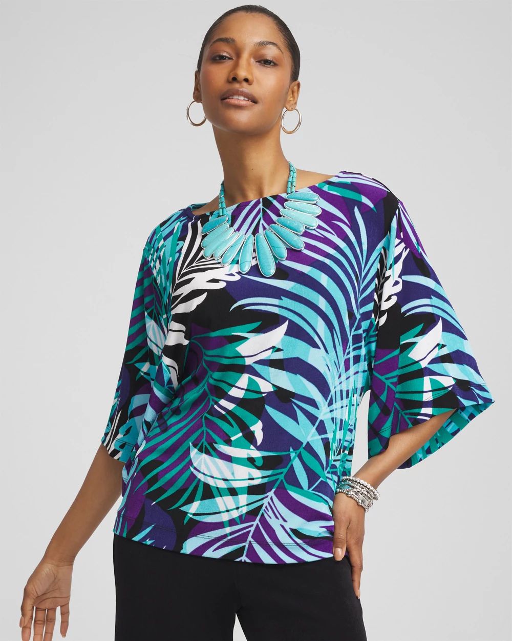 Travelers™ Collection Tropical-Floral Textured Top | Chico's